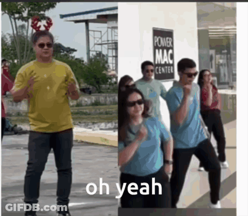 People Dancing Outside Power Mac Center GIF