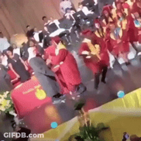 People Dancing With Balloons And Flowers GIF