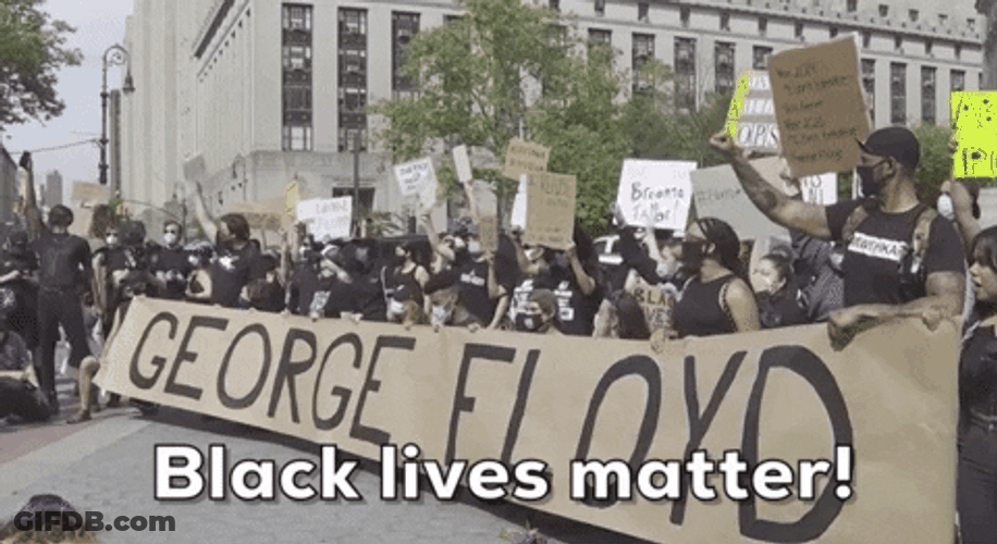People Displaying Long Sign Saying George Floyd GIF