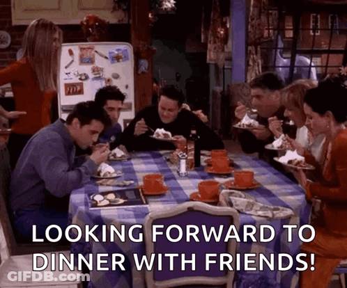 People Eating Looking Forward To Dinner With Friends GIF