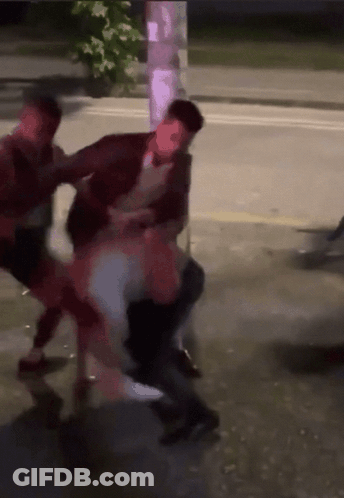 People Fighting On Street GIF