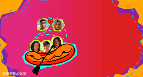 People Floating In Raft With Sausage GIF