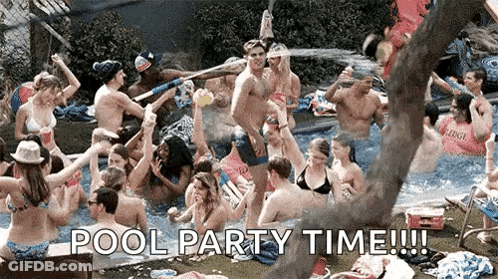 People Having Pool Party In Backyard GIF