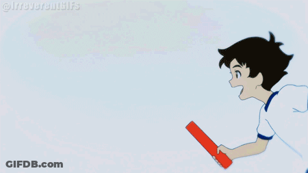 People Holding Hands Passing Baby Lee Baton To Josh GIF