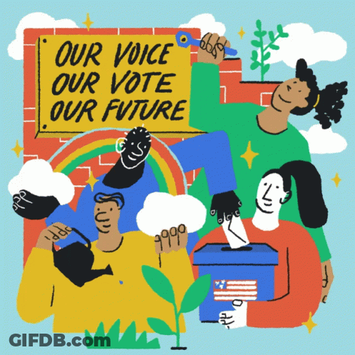 People Holding Sign Saying Our Voice Our Vote Our Future GIF
