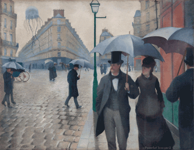 People Holding Umbrella It's Rainy Day GIF