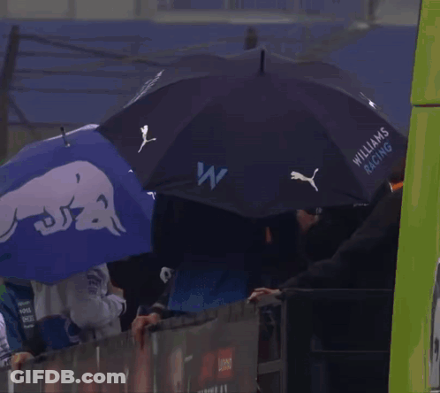 People Holding Umbrellas Saying Visa GIF