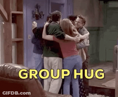 People Hugging Saying Group Hug GIF