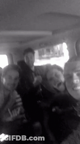People In Black And White Van GIF