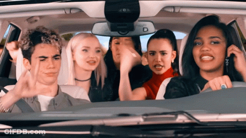 People In Car With Rear View Mirror Letter D GIF