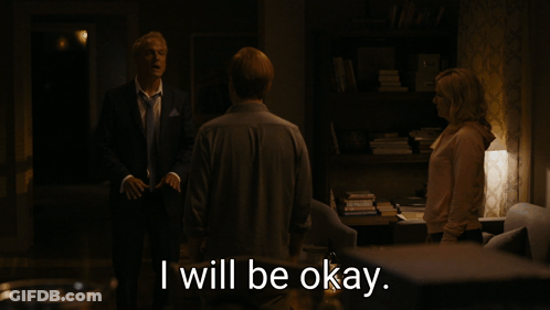 People In Dark Room Saying I Will Be Okay GIF
