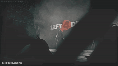People In Front Of Left 4 Dead Wall GIF