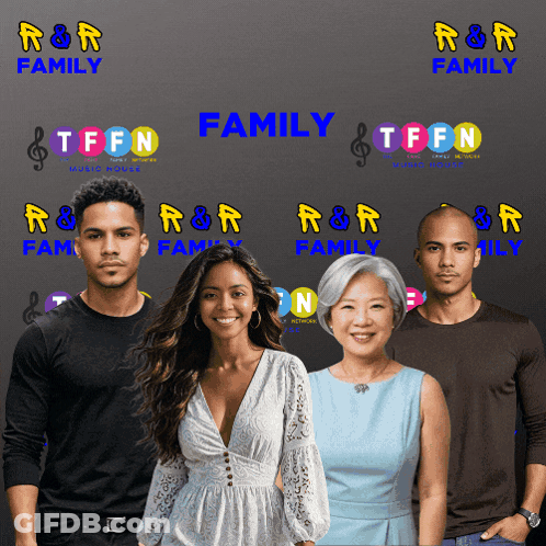 People In Front Of R & R Family Wall GIF