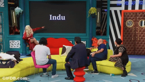 People In Front Of Screen With Indu GIF