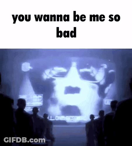 People In Front Of Screen With Man's Face GIF