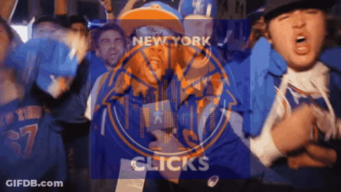 People In New York Jerseys And Hats GIF
