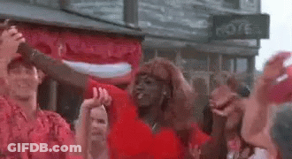 People In Red Shirts Dancing GIF