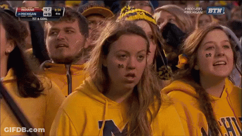 People In Yellow Sweatshirts With Letter M GIF