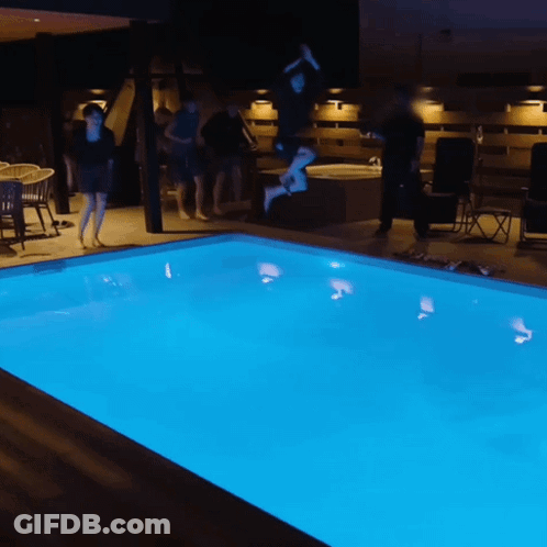 People Jumping Into Pool GIF