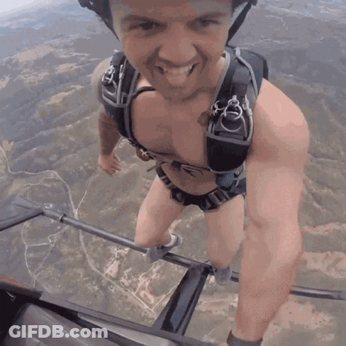 People Jumping Out Of Plane Saying Awesome GIF