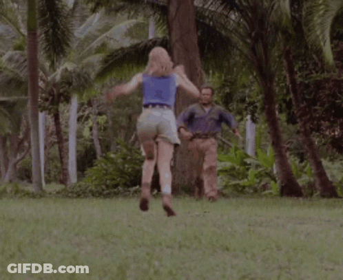 People Looking At Giant Dinosaur GIF