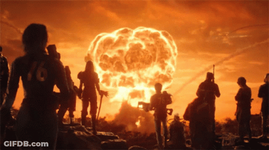People Looking At Nuclear Bomb Explosion GIF