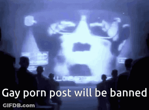 People Looking At Screen Saying Gay Porn Post Will Be Banned GIF
