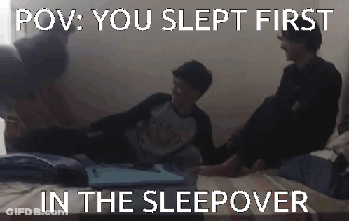 People Lying On Bed At Sleepover GIF