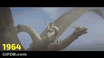 People On Bridge Watching Monster Attack City GIF