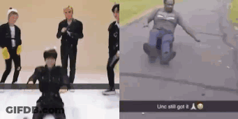People On Ice And Man Riding Skateboard GIF