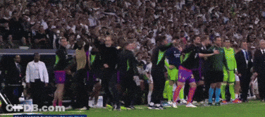 People On Soccer Field With Word Real GIF