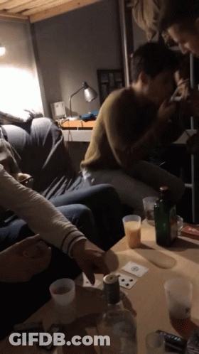 People Playing Cards With Vodka GIF