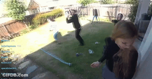 People Playing Game In Backyard Spacetimechris GIF