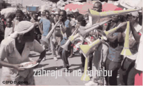 People Playing Trumpets Saying Zahraju Ti Na Pahru GIF
