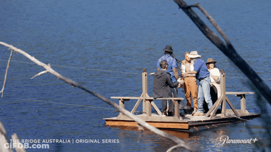 People Pulling Rope Move Skiff GIF