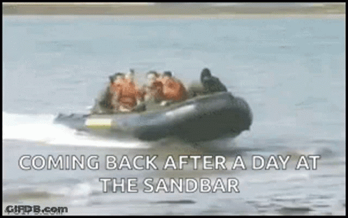 People Riding Boat Coming Back After Day At Sandbar GIF