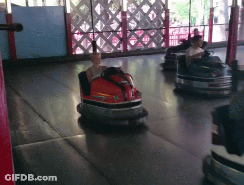 People Riding Bumper Cars With Ford GIF