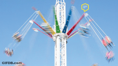 People Riding Ferris Wheel With A Sign GIF