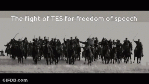 People Riding Horses Fight For Freedom Of Speech GIF