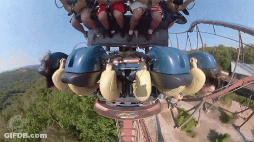People Riding Roller Coaster Thunderbolt GIF