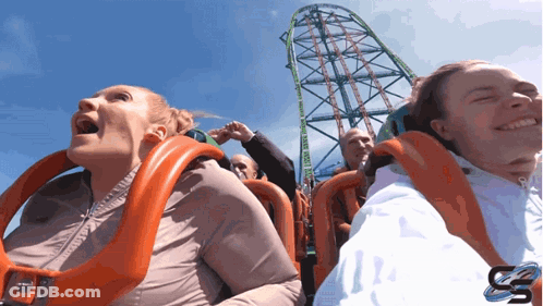 People Riding Roller Coaster With SS GIF