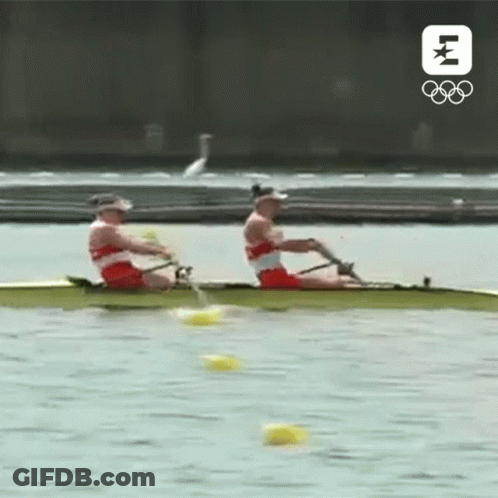People Rowing Boat Olympics Logo GIF