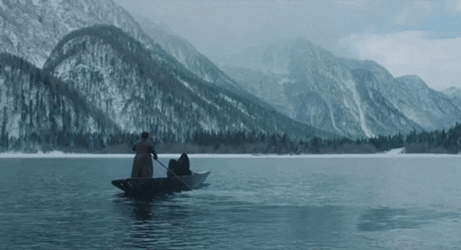 People Rowing In Nature Waters GIF