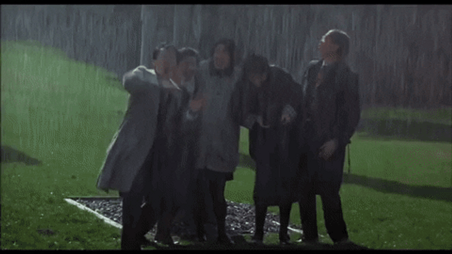People Running Drenched Heavy Rain GIF
