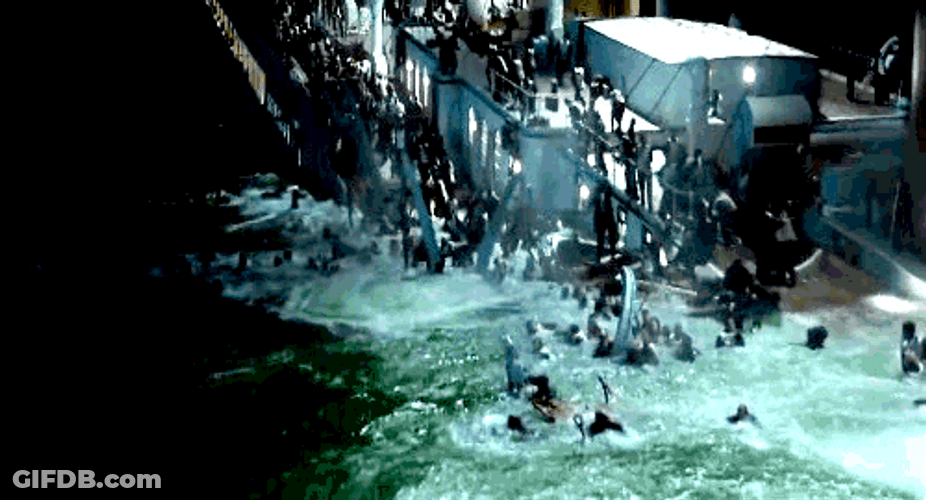 People Running On Sinking Ship GIF