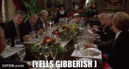People Sitting At Table Saying Yells Gibberish GIF