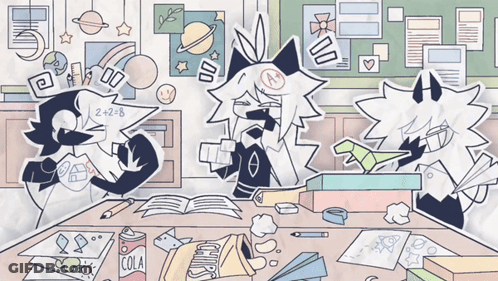 People Sitting At Table With Chips And Cola GIF