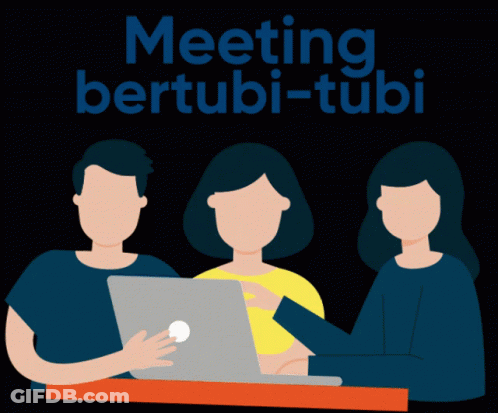 People Sitting At Table With Laptop And Meeting Bertubi-Tubi GIF
