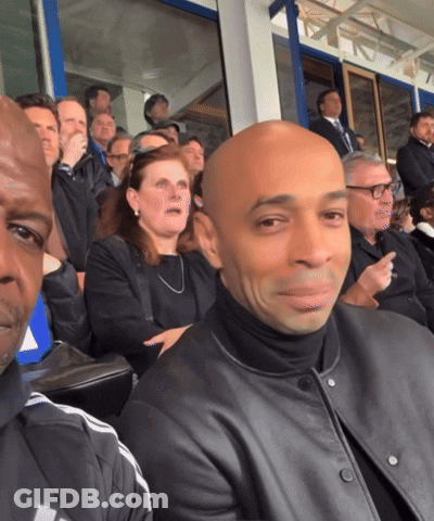 People Sitting In Stadium With Bald Man GIF