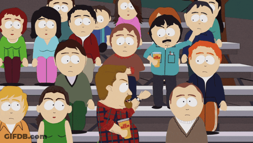 People Sitting On Bleachers With Mrs Pepper Cup GIF